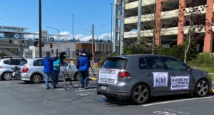 Parking lot press conference, Seattle. Liberation photo. 